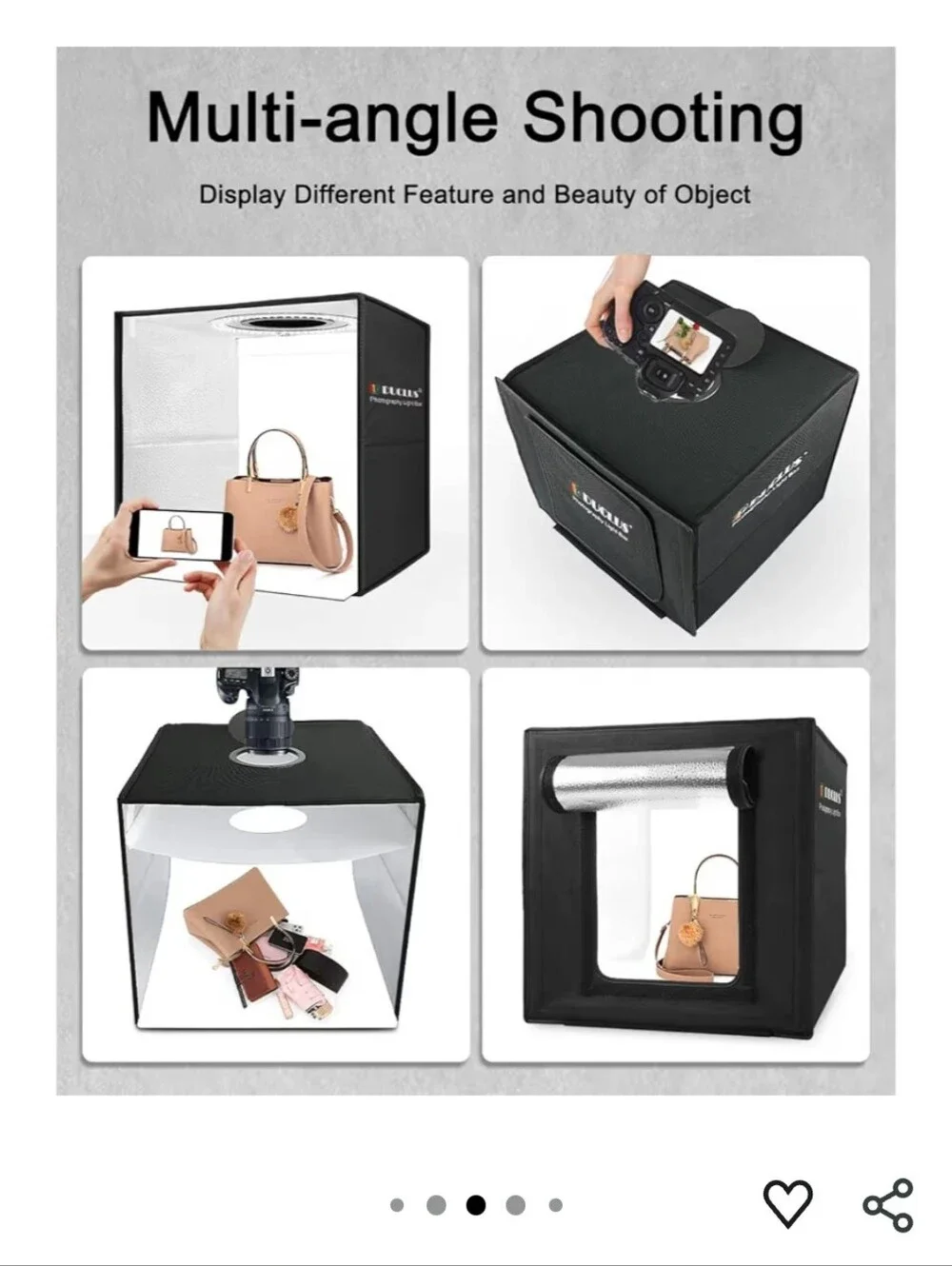 Black Photography Light Box - Portable Photo Studio